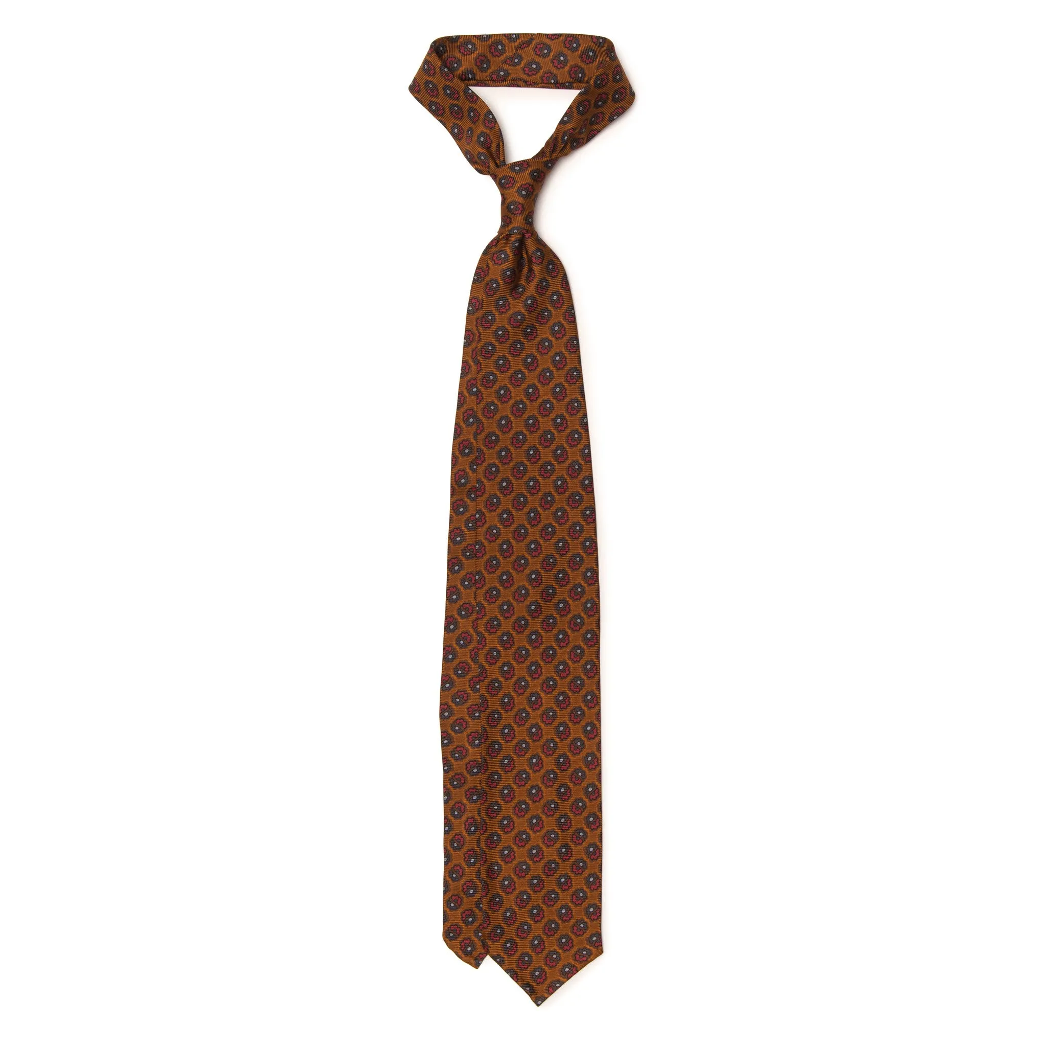Artisan Silk Tie - Antique Bronze with Florets