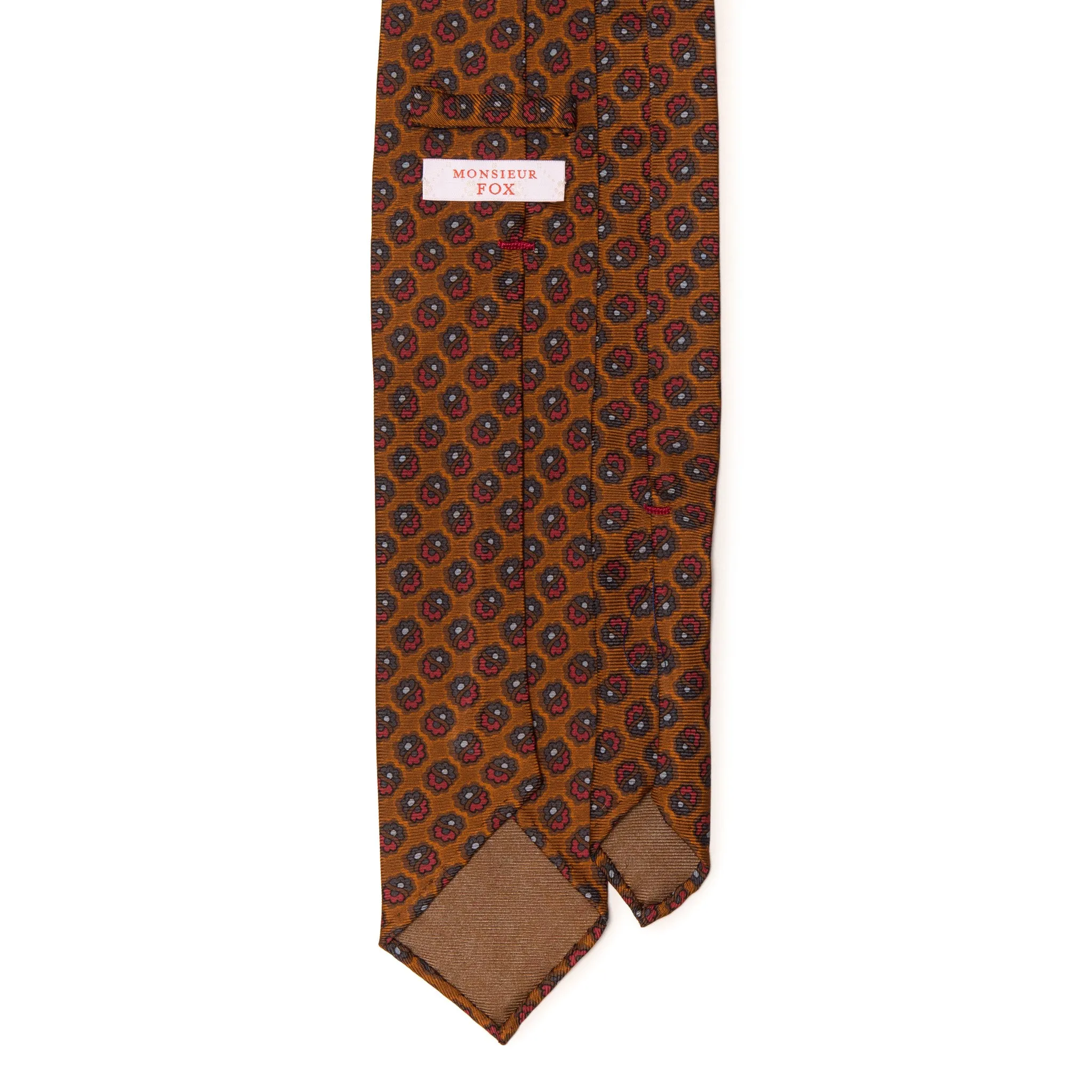 Artisan Silk Tie - Antique Bronze with Florets