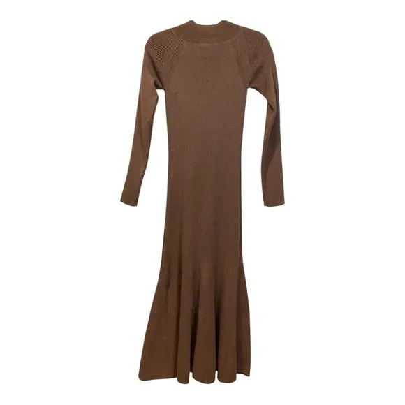 ASTR The Label FRONT CUTOUT LONG SLEEVE Brown SWEATER MIDI DRESS Medium