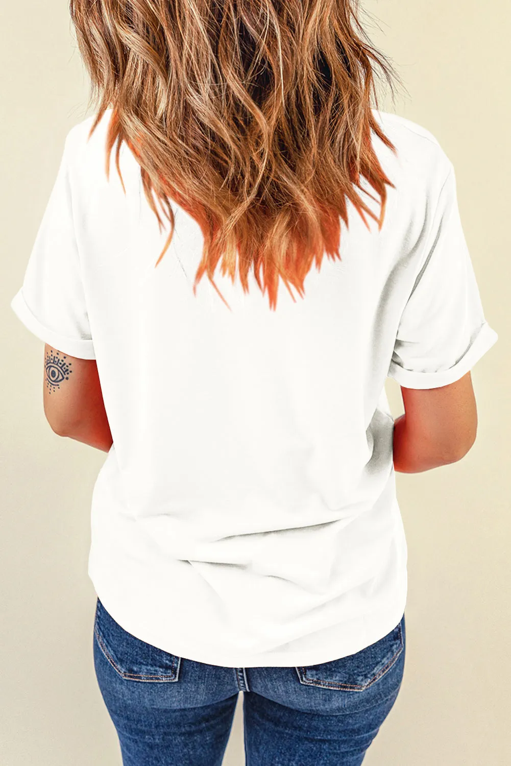 Autumn Girly Pumpkin Graphic Round Neck Short Sleeve T-Shirt