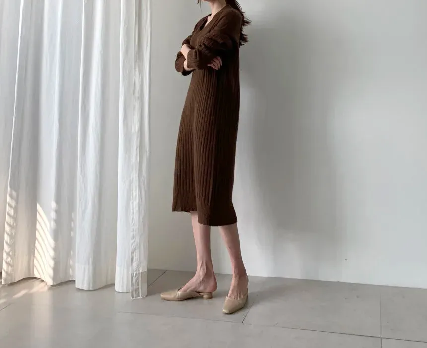 Autumn Sweater Women Dress Winter Wool Long Sleeve Sweaters Knitted Dresses Womens Loose Maxi Oversize Knitting Vestido Vintage