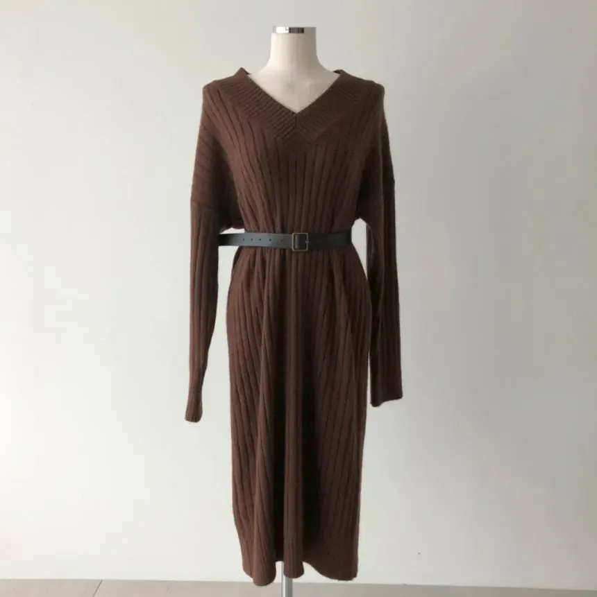 Autumn Sweater Women Dress Winter Wool Long Sleeve Sweaters Knitted Dresses Womens Loose Maxi Oversize Knitting Vestido Vintage