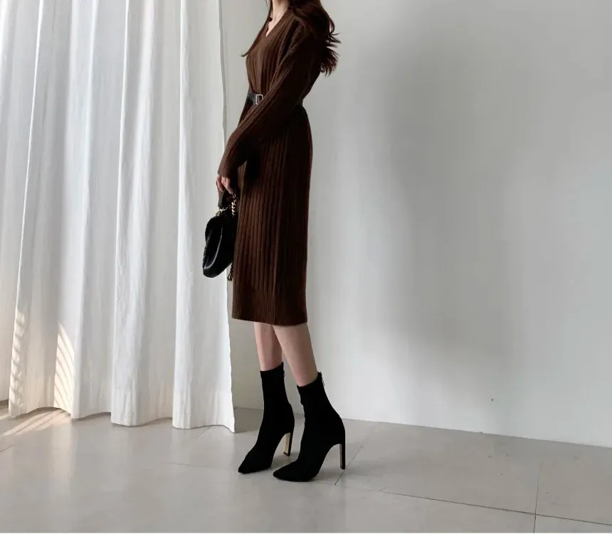 Autumn Sweater Women Dress Winter Wool Long Sleeve Sweaters Knitted Dresses Womens Loose Maxi Oversize Knitting Vestido Vintage