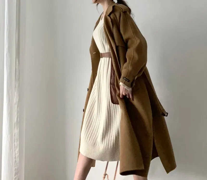 Autumn Sweater Women Dress Winter Wool Long Sleeve Sweaters Knitted Dresses Womens Loose Maxi Oversize Knitting Vestido Vintage