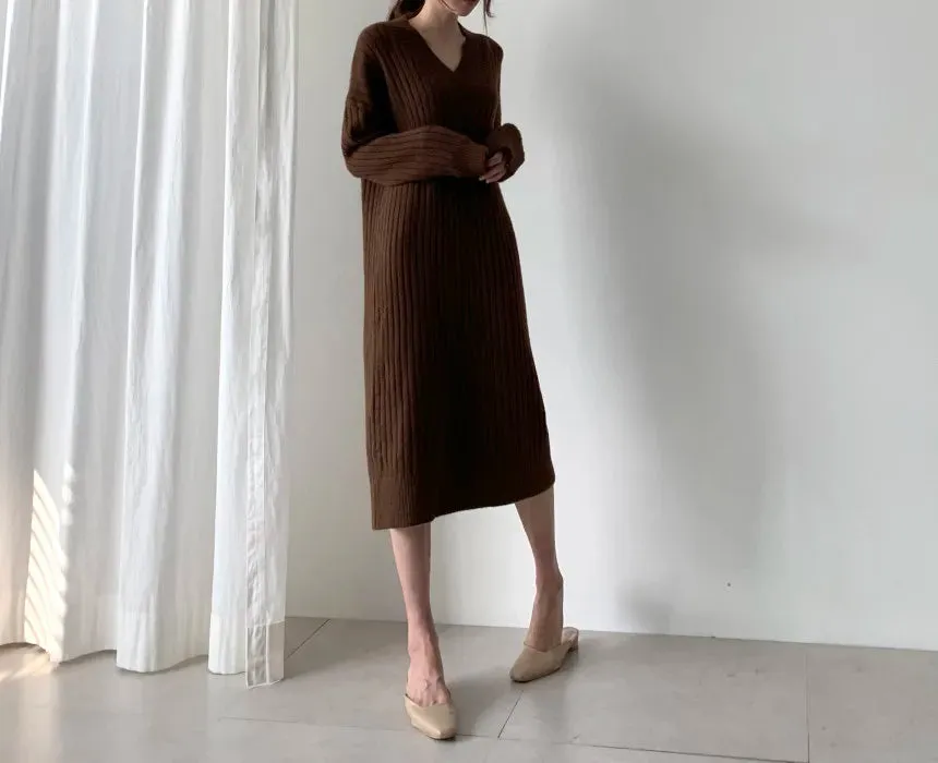 Autumn Sweater Women Dress Winter Wool Long Sleeve Sweaters Knitted Dresses Womens Loose Maxi Oversize Knitting Vestido Vintage