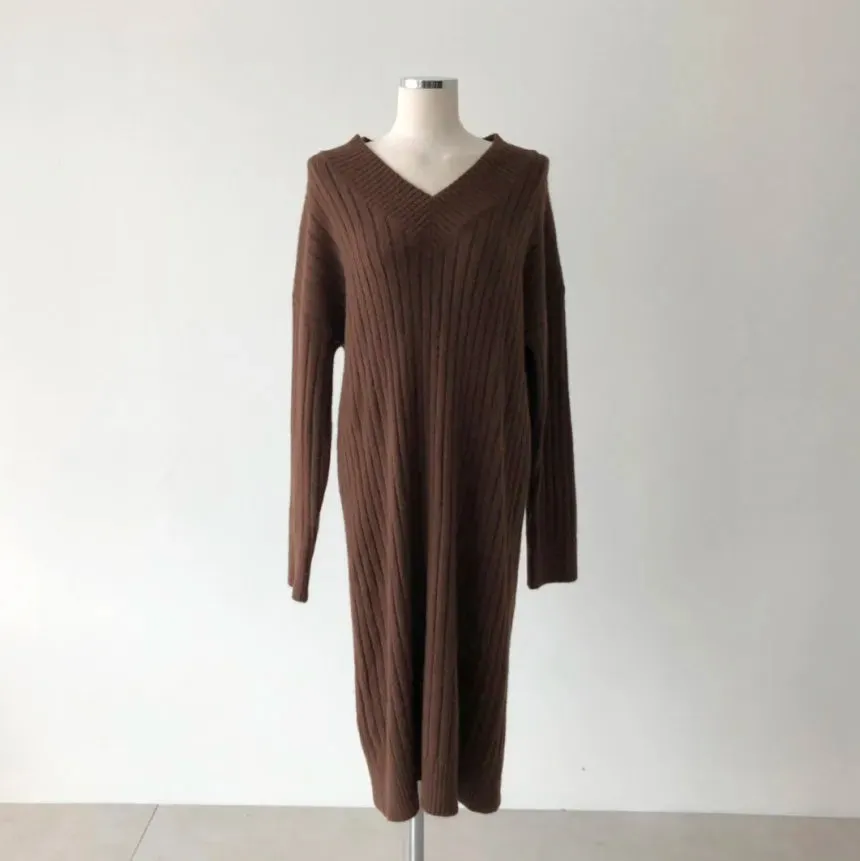 Autumn Sweater Women Dress Winter Wool Long Sleeve Sweaters Knitted Dresses Womens Loose Maxi Oversize Knitting Vestido Vintage