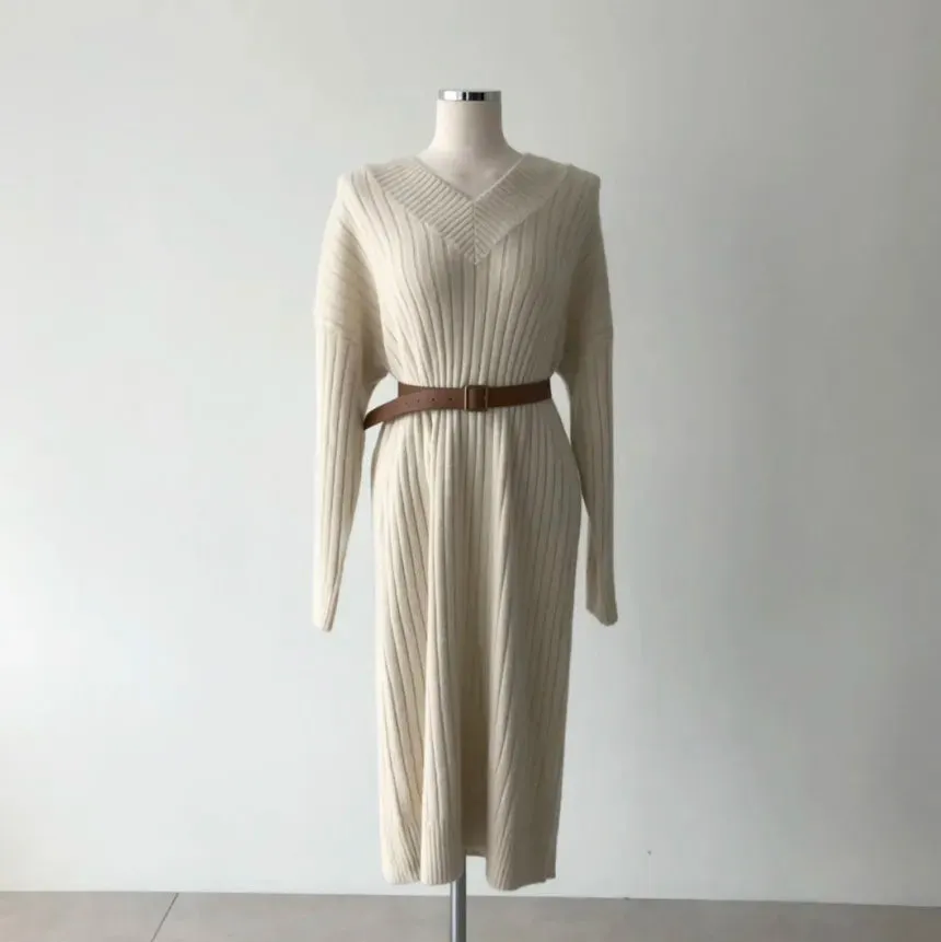 Autumn Sweater Women Dress Winter Wool Long Sleeve Sweaters Knitted Dresses Womens Loose Maxi Oversize Knitting Vestido Vintage