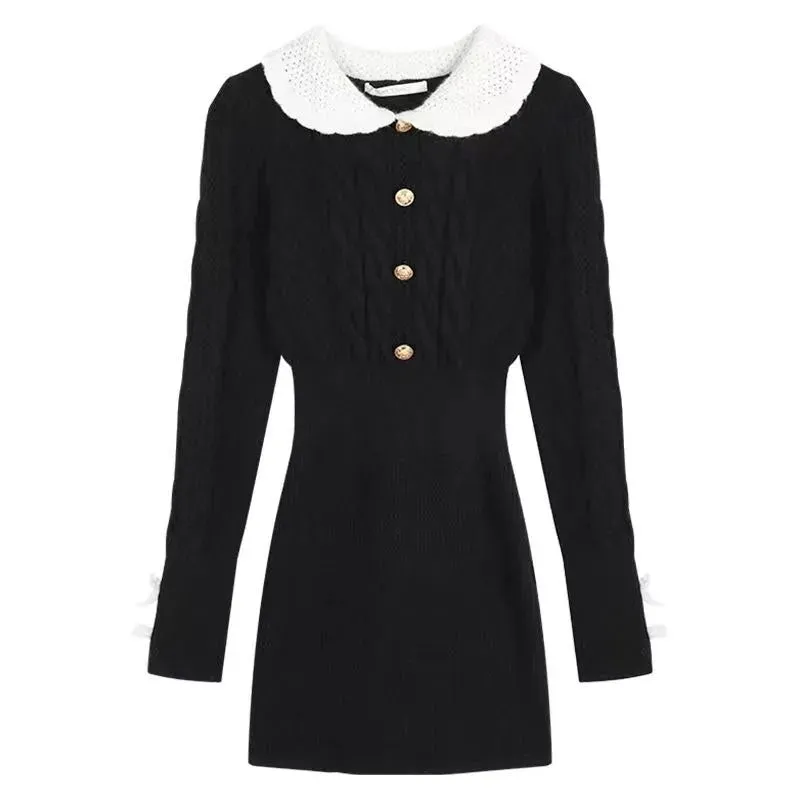 Autumn Winter Elegant Women Sweater Christmas Red Slim Fur Patchwork Hooded Knitted Dress Female Korean Knitwear Hoodie Tops