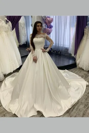 Backless Satin Wedding Gown with Removable Seperates