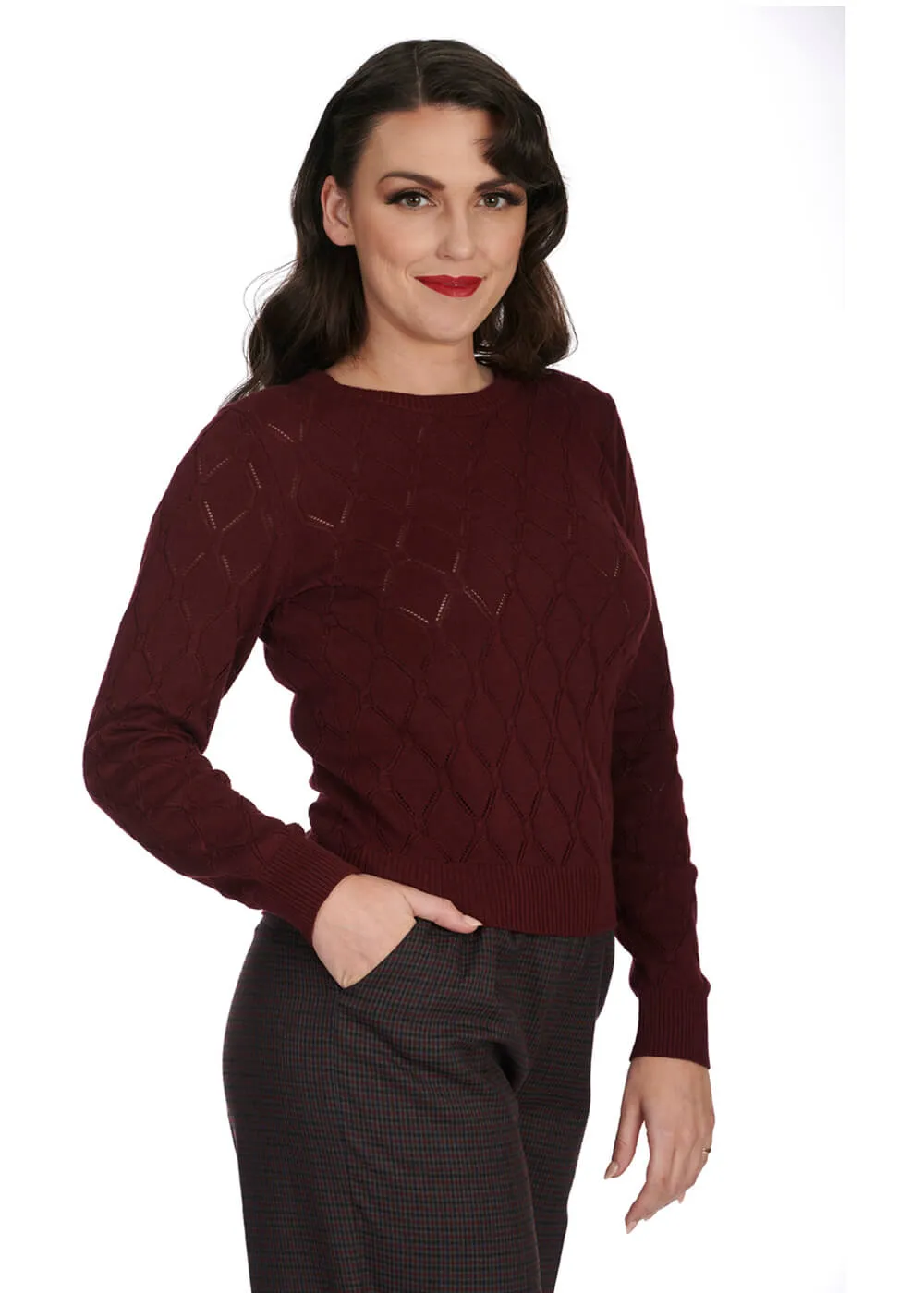 Banned Ruby 40's Pullover Burgundy