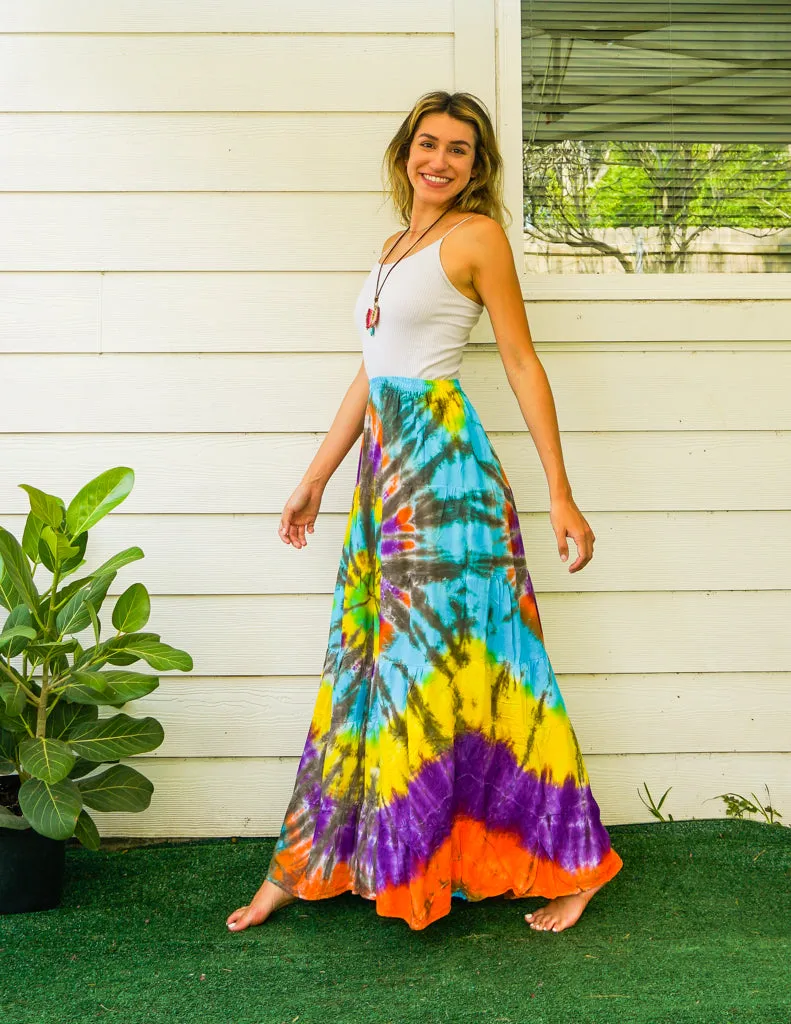 Barefoot Boho Hand Dyed Tiered Maxi Skirt
