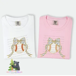 Baseball with Dotted Bow Graphic T-Shirt