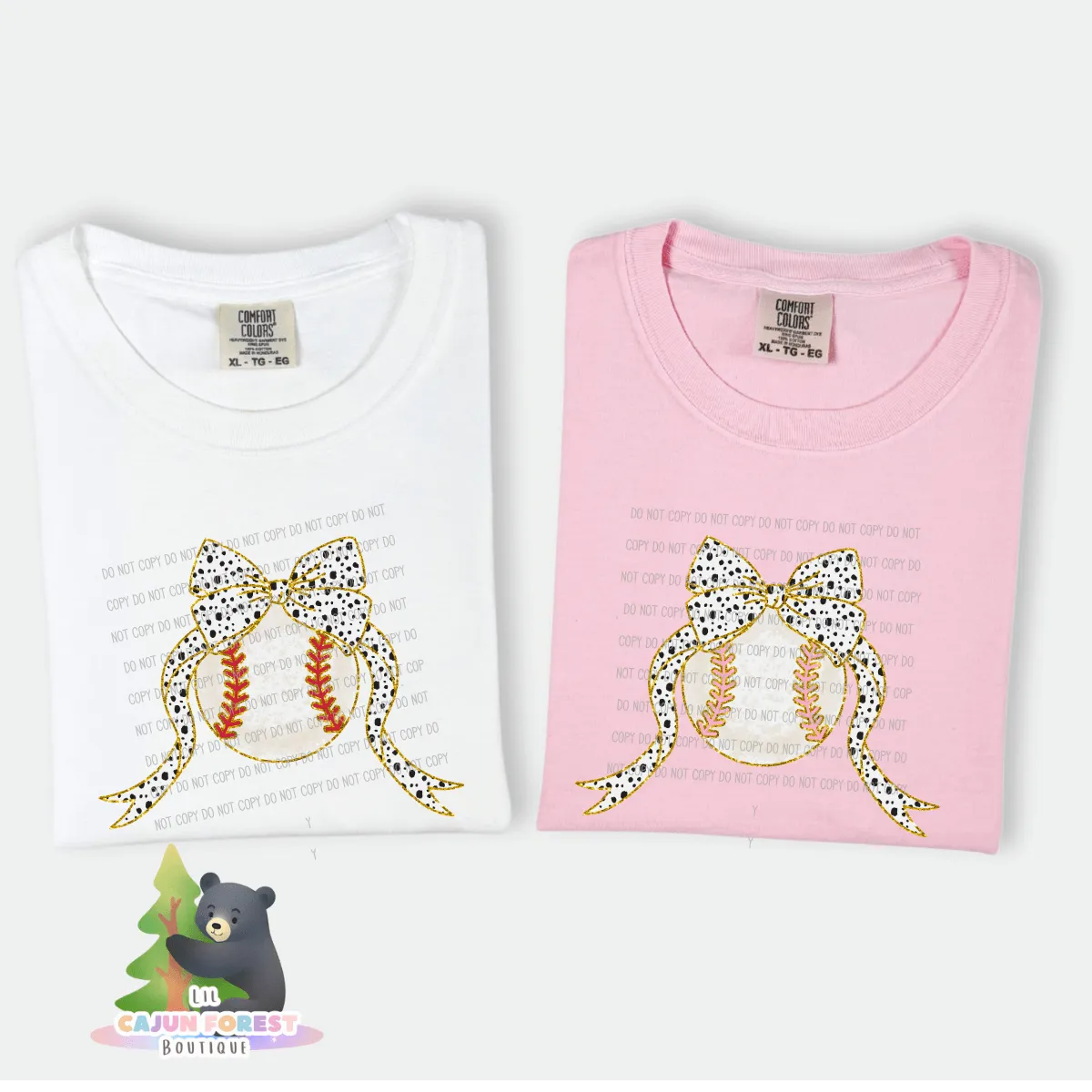 Baseball with Dotted Bow Graphic T-Shirt
