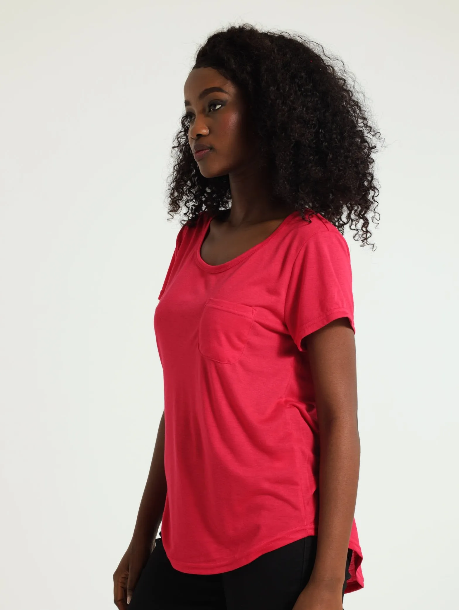 Basic Pocket Tee - Raspberry