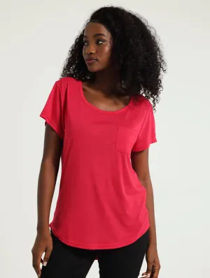 Basic Pocket Tee - Raspberry