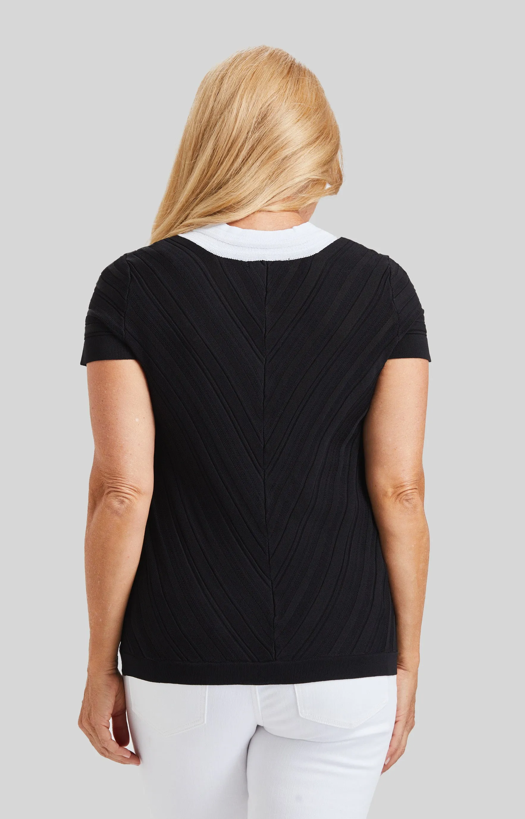 BBQ Whites Color Block V-Neck- FINAL SALE