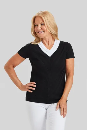 BBQ Whites Color Block V-Neck- FINAL SALE