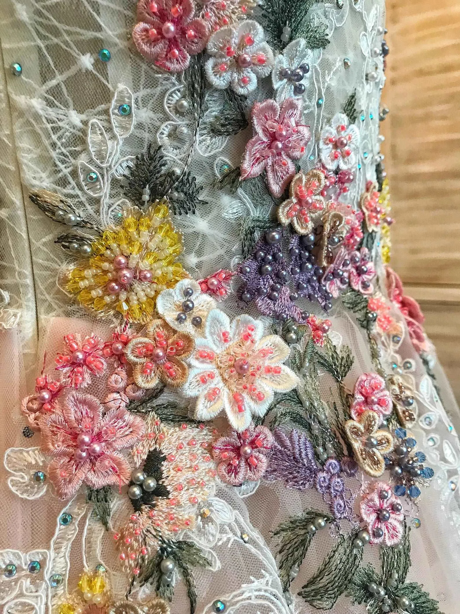 Beaded Floral Blush A-Line Wedding Dress | Alice