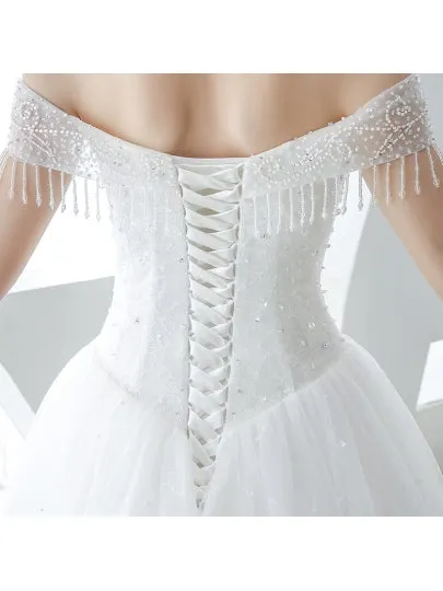 Beading Tulle Basque A-Line Wedding Dress