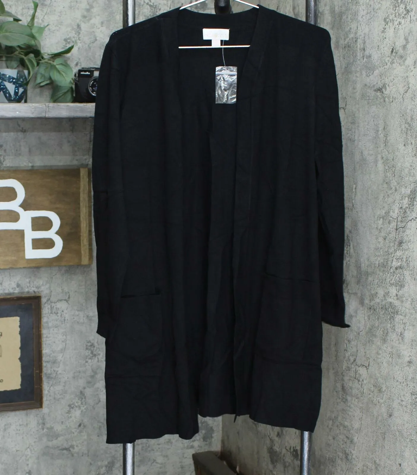 Belle by Kim Gravel Feather Knit Open Front Long Cardigan