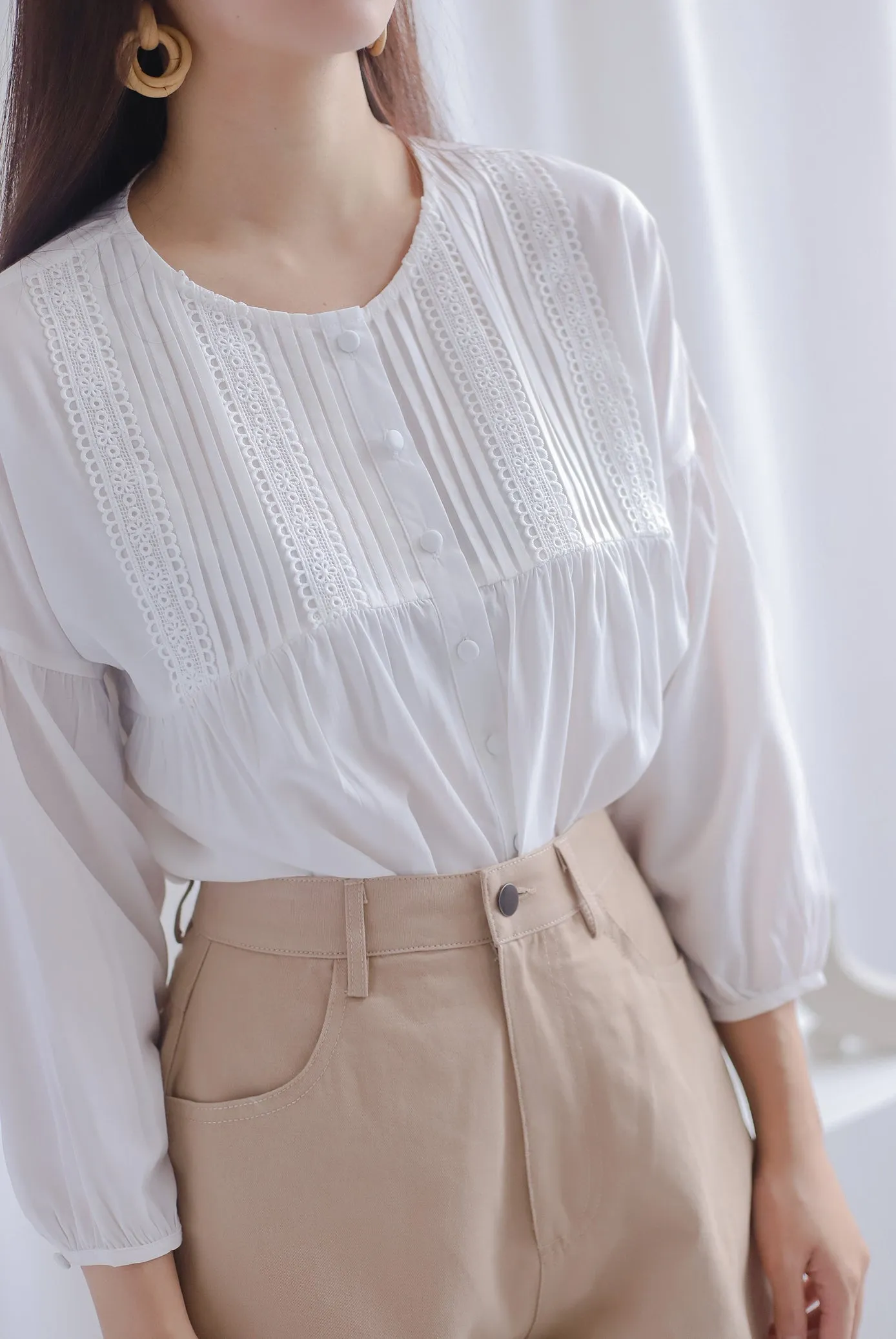 Beneve Boho Sleeved Top In White