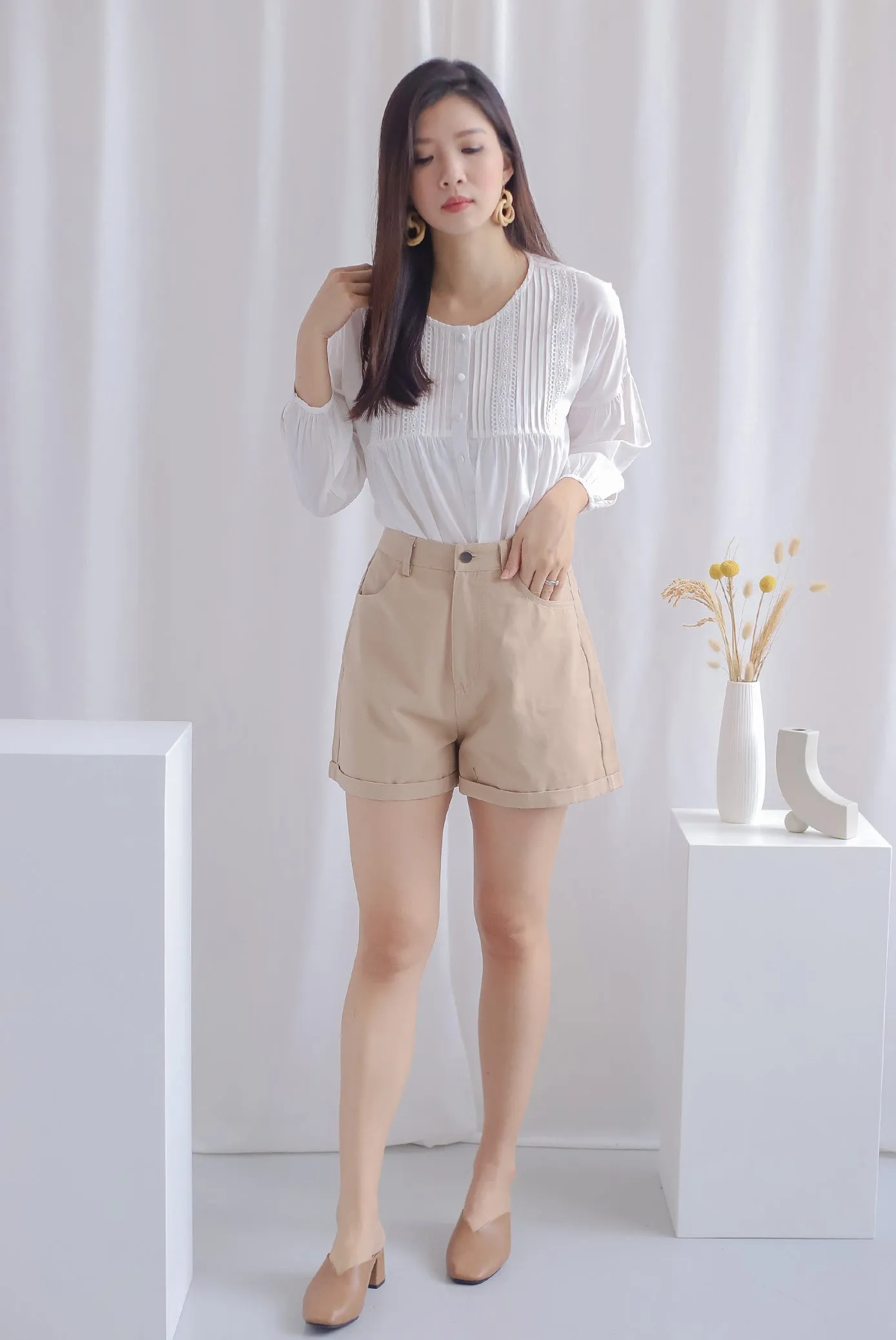 Beneve Boho Sleeved Top In White