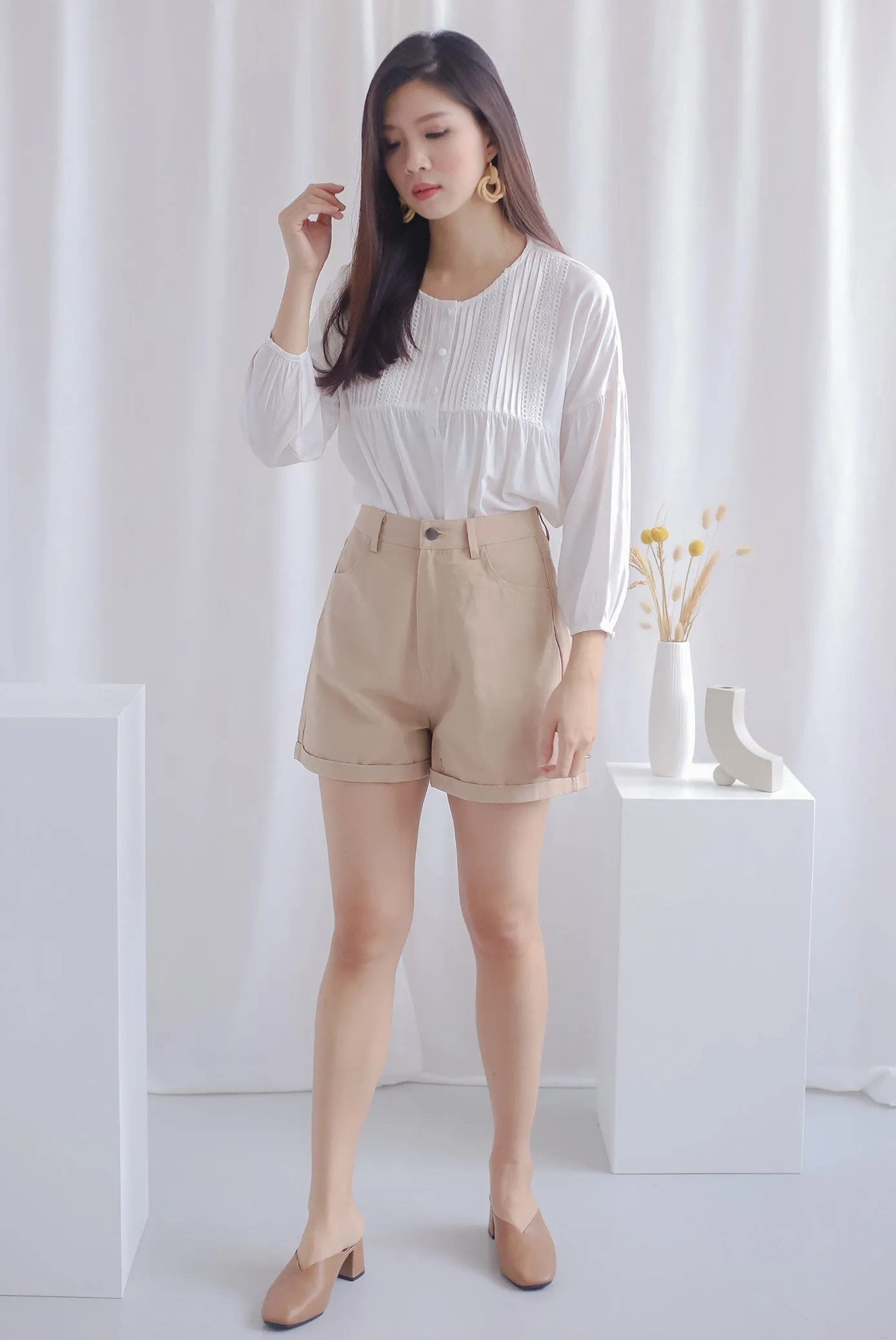 Beneve Boho Sleeved Top In White