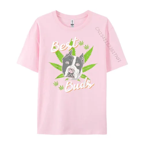 Best Buds Weed Pitbull Dog With Gold Marijuana Leaf Dog T Shirts For