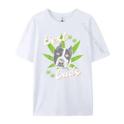 Best Buds Weed Pitbull Dog With Gold Marijuana Leaf Dog T Shirts For