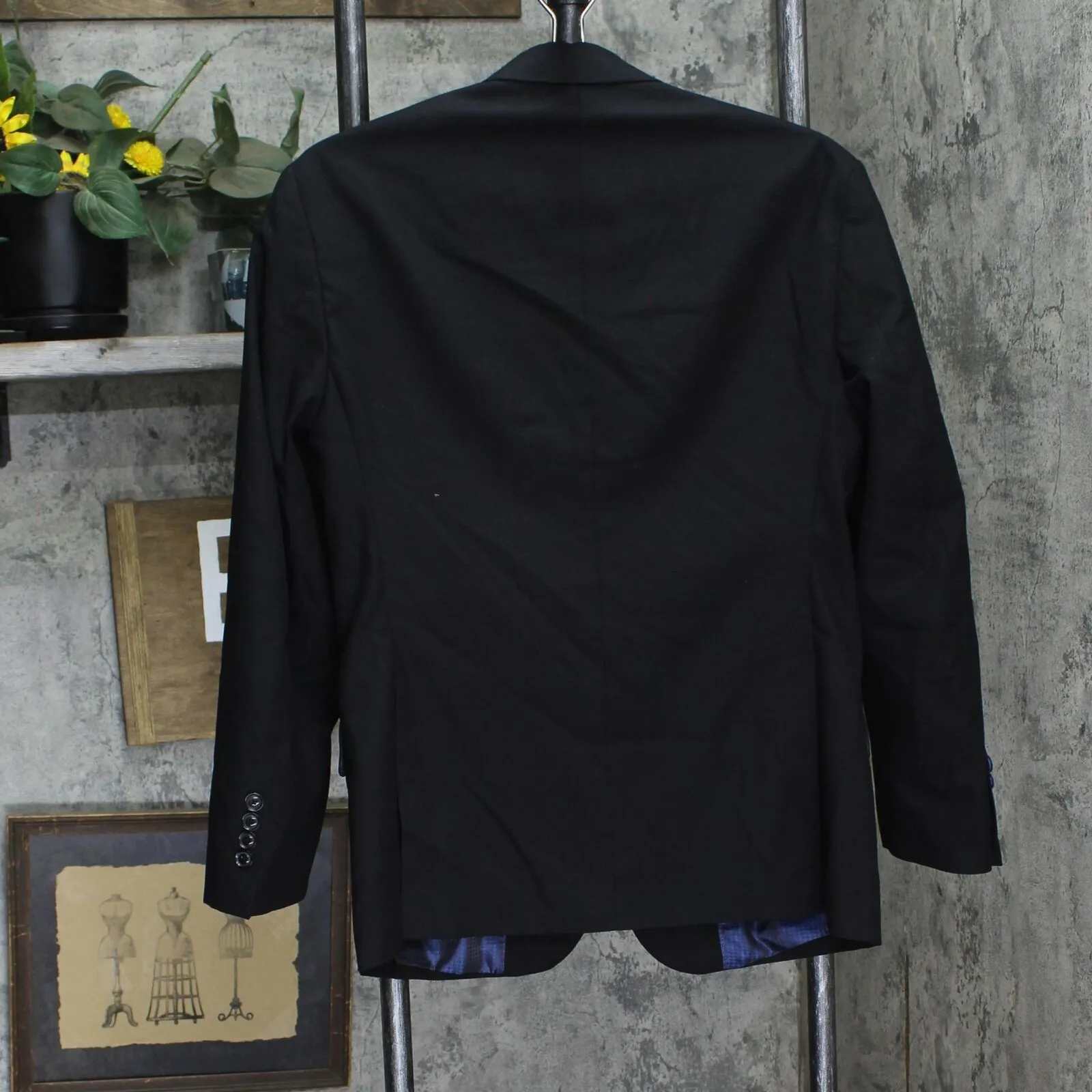 Billy London UK Mens 2-Button Polyester Blend Suit Jacket Black 36S
