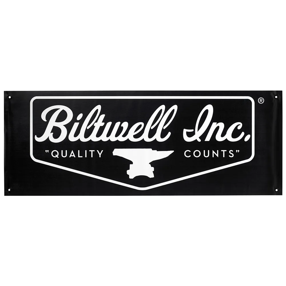 BILTWELL SHOP BANNER SHIELD LOGO [BLACK/WHITE] 45x123CM