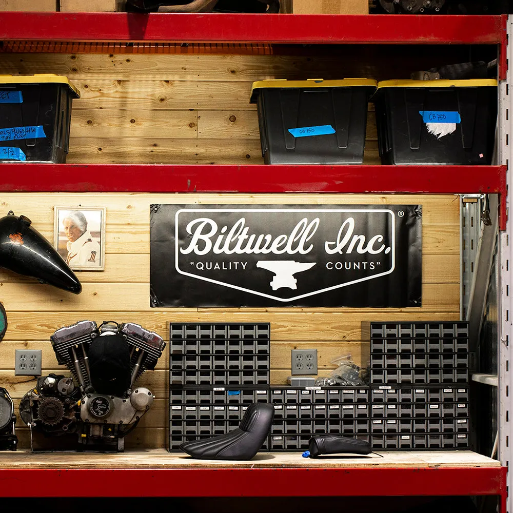 BILTWELL SHOP BANNER SHIELD LOGO [BLACK/WHITE] 45x123CM