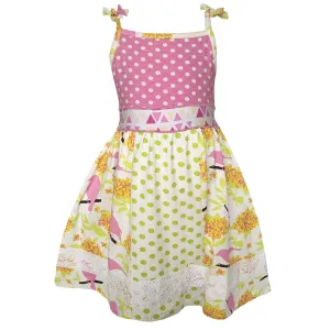 Bird Floral Polka Dot Sleeveless Spaghetti Straps Dress