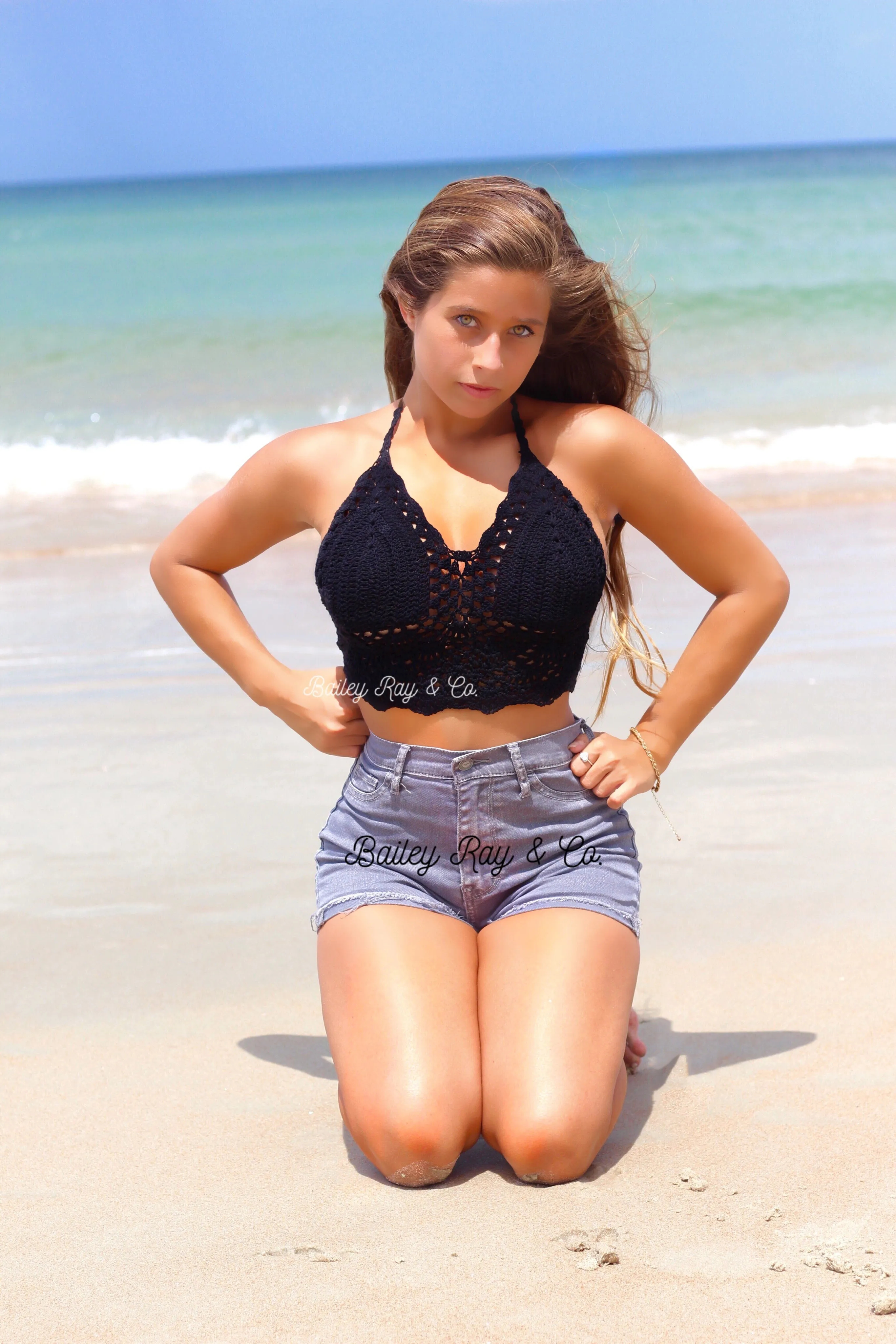 Black Crochet Crop Top