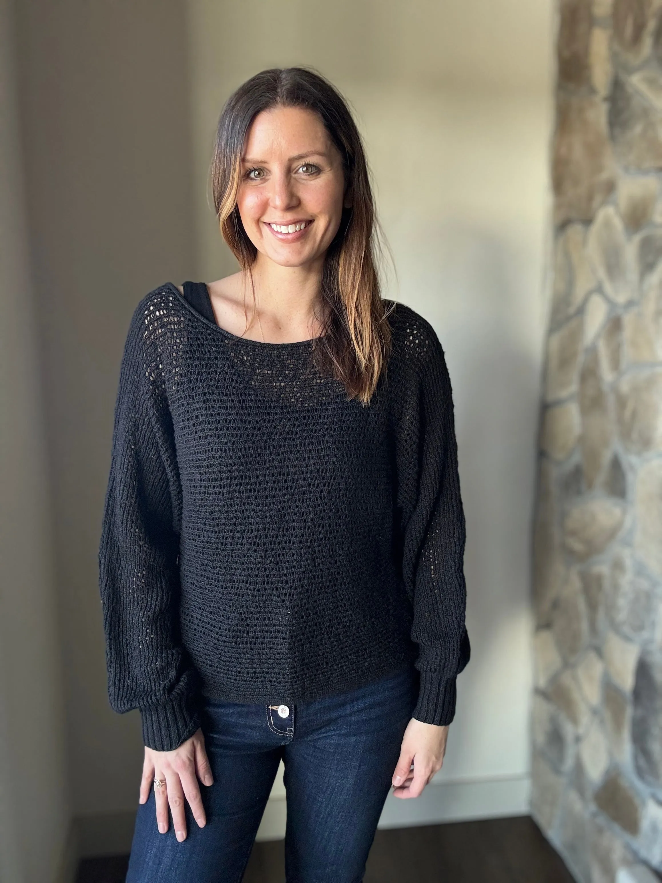 black dolman knit pullover
