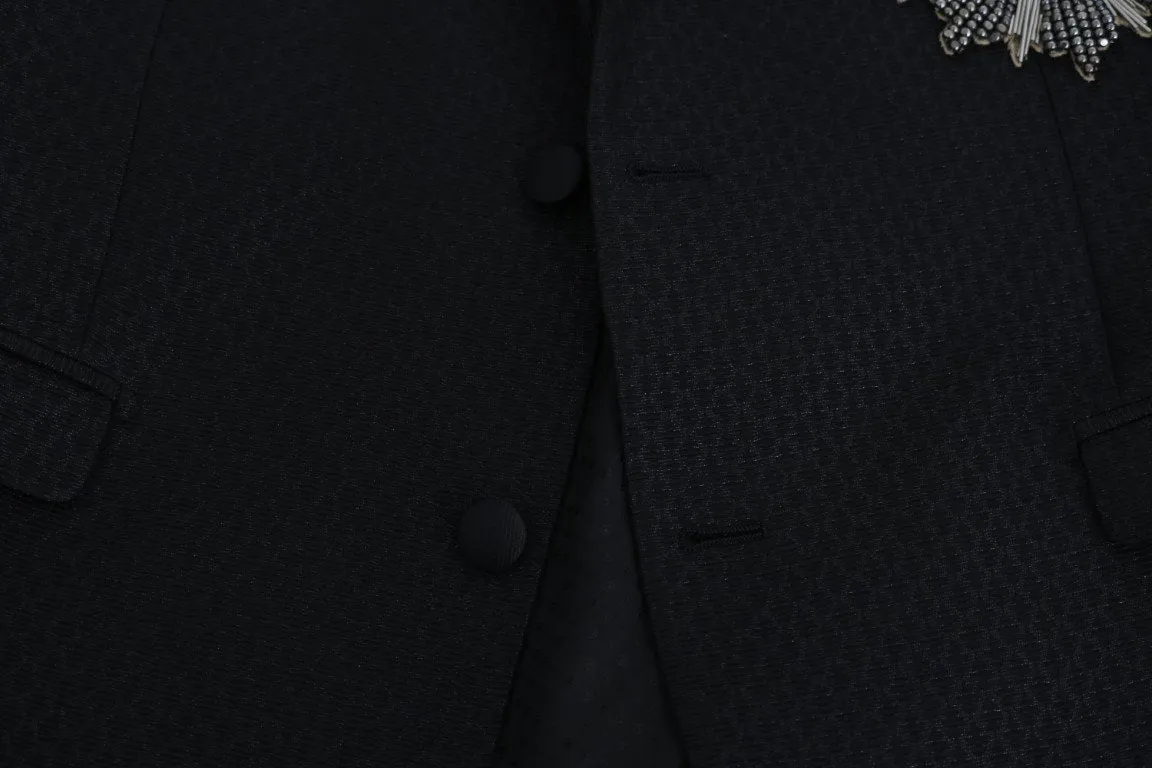Black Jacquard GOLD Crown Slim Fit Suit