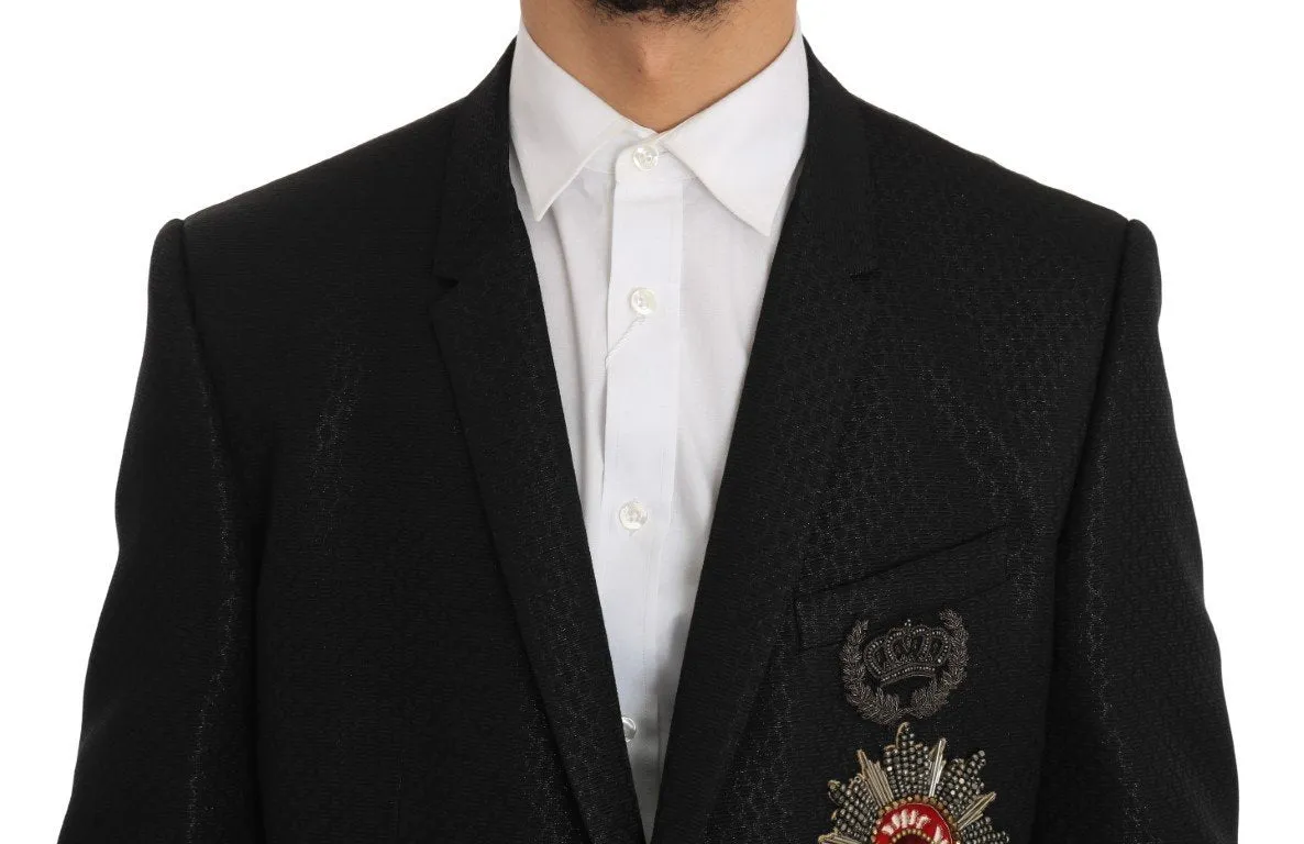 Black Jacquard GOLD Crown Slim Fit Suit