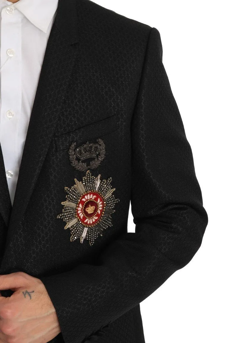 Black Jacquard GOLD Crown Slim Fit Suit