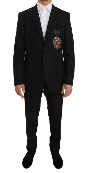 Black Jacquard GOLD Crown Slim Fit Suit