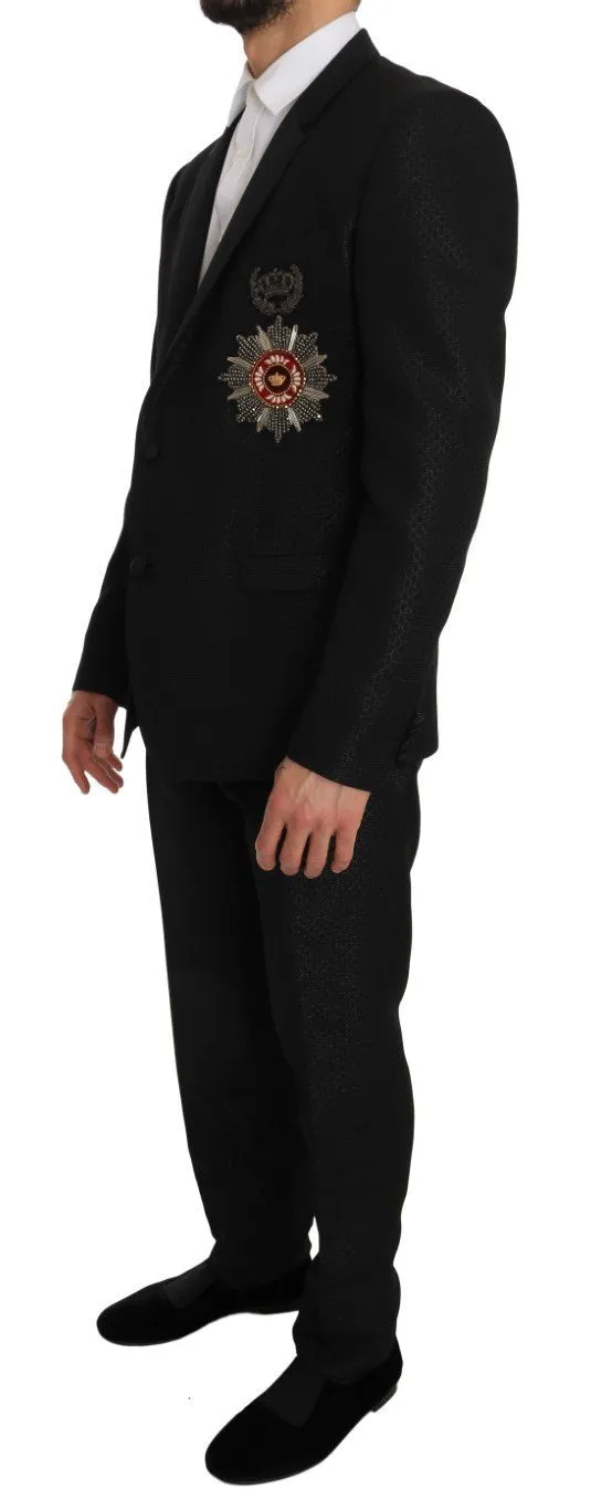 Black Jacquard GOLD Crown Slim Fit Suit
