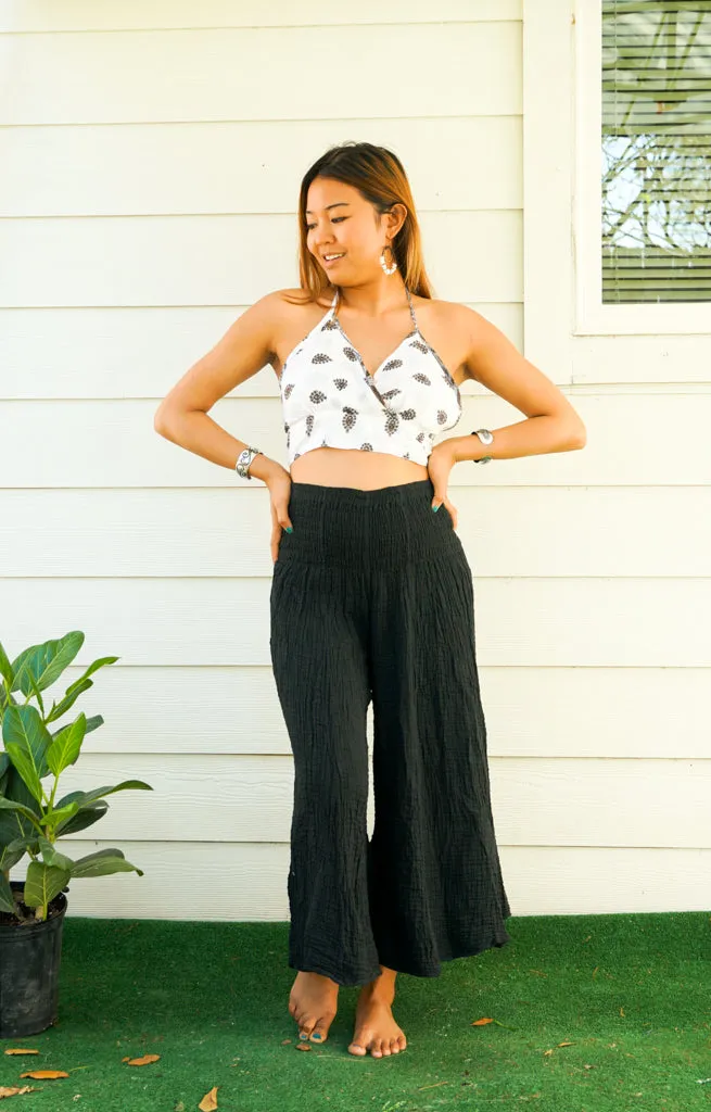 Black Paisley Wrap Top