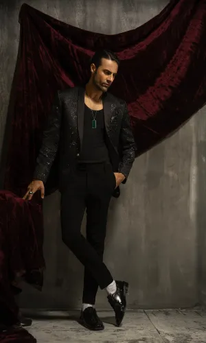 Black Sequin Suit Mens