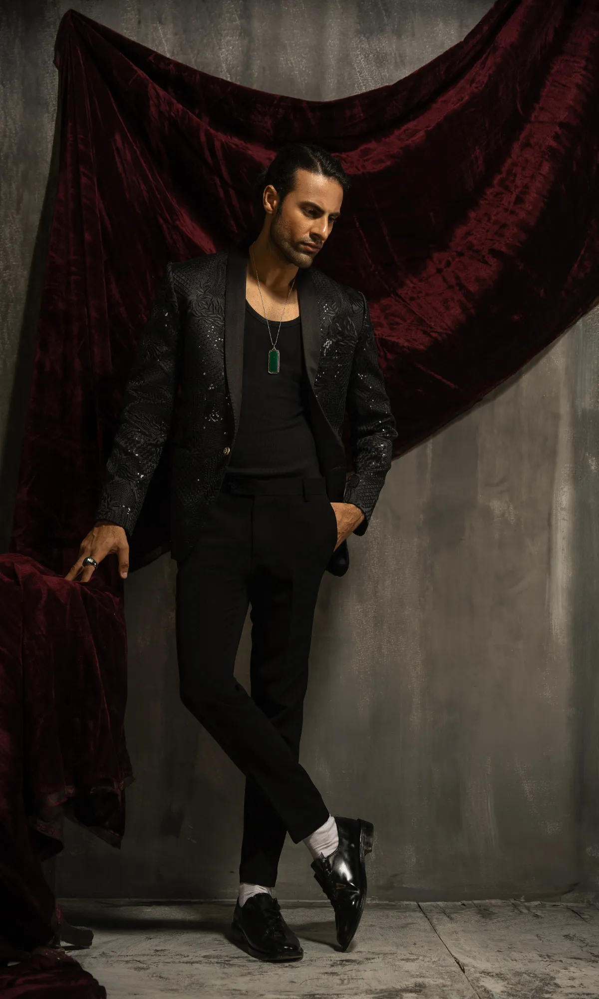Black Sequin Suit Mens