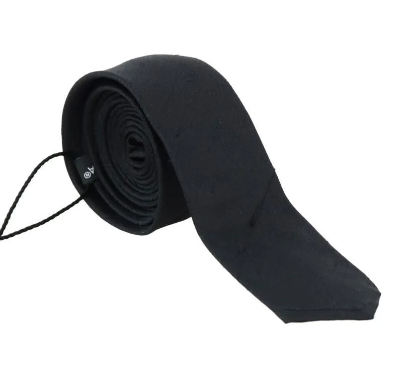 Black Silk Skinny Slim Tie