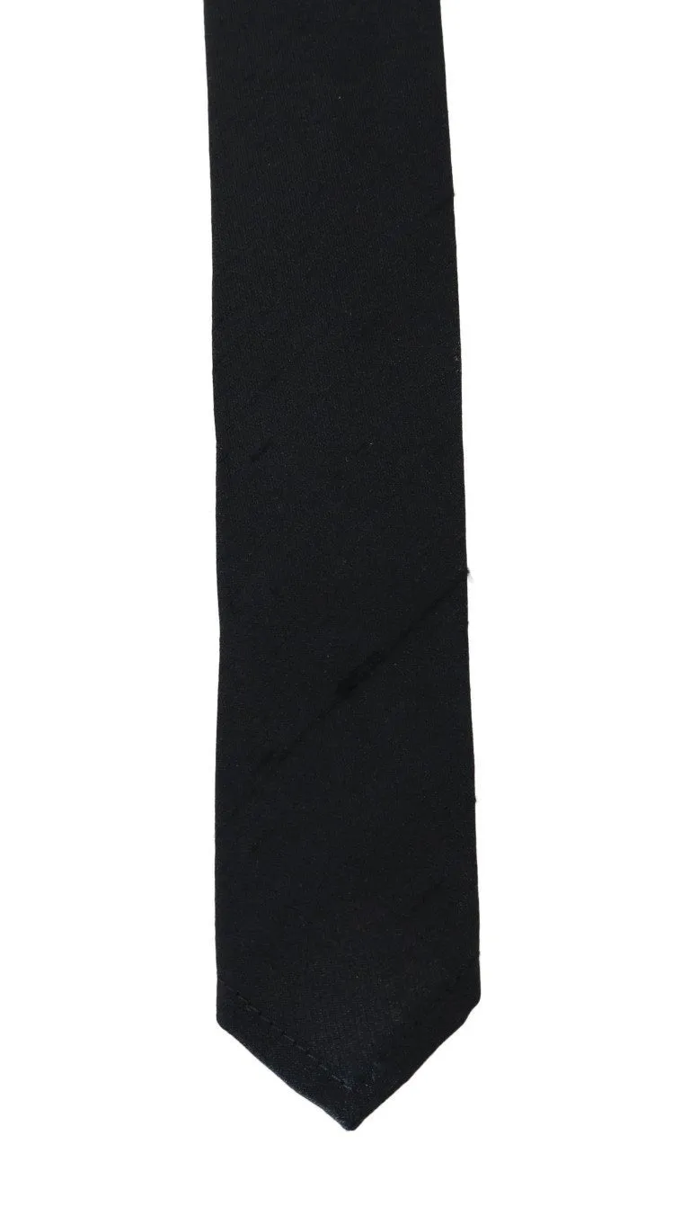 Black Silk Skinny Slim Tie