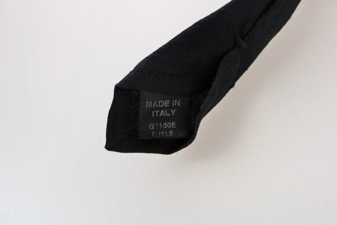 Black Silk Skinny Slim Tie