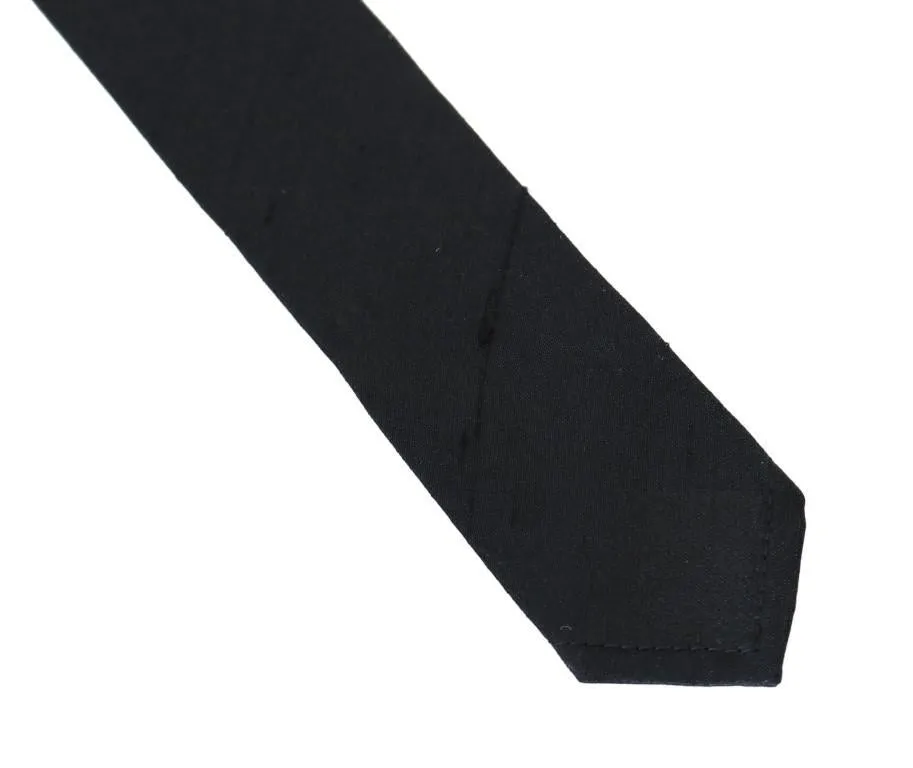 Black Silk Skinny Slim Tie