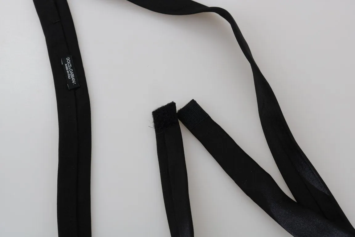 Black Silk Solid Skinny Slim Tie