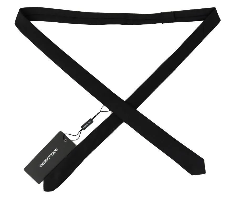 Black Silk Solid Skinny Slim Tie