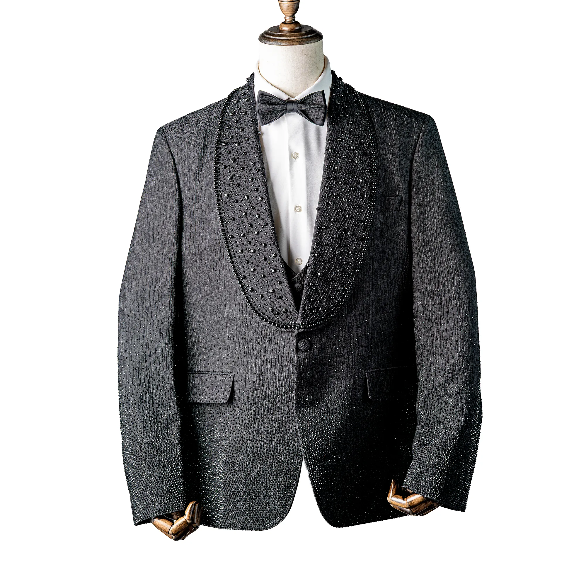 Black Stoned Luxury Tuxedo Comfort Slim